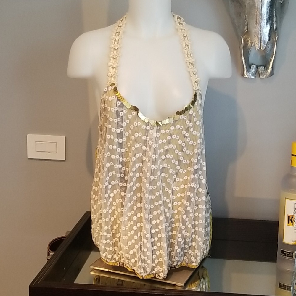 Free People Women's T-Back Cami Top SZ  LG